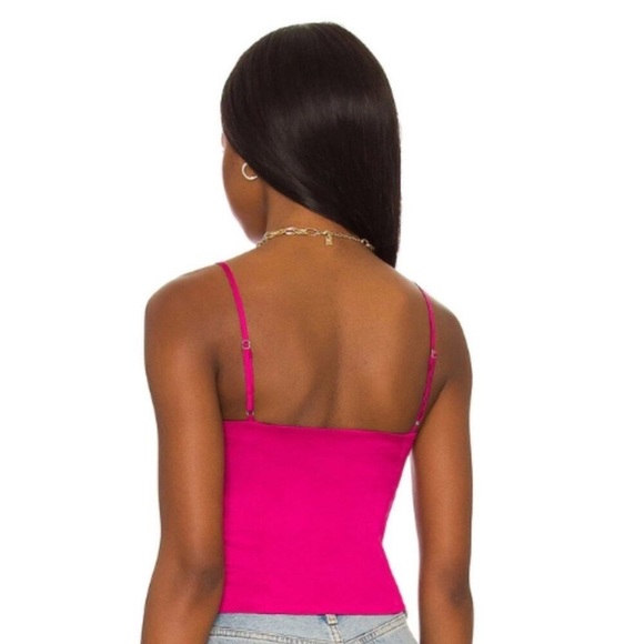 NWT Camila Coelho Polly Satin Button Front Camisole Top Very Berry Bright Pink - Picture 2 of 9